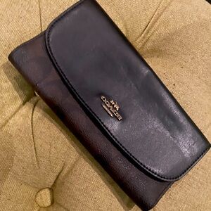 Coach trifold wallet in black & brown